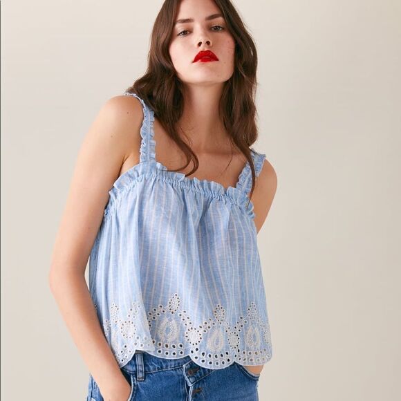 ✨ ZARA STRIPED RUFFLED TOP✨ - Picture 1 of 10